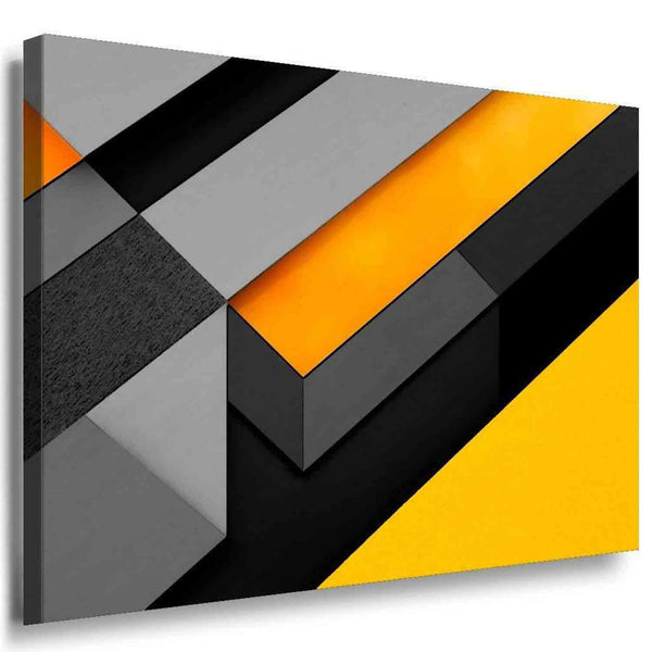 Abstraktes Leinwandbild mit gelben, grauen & schwarzen Farbflächen – Minimalistische Wandkunst | AK ART
