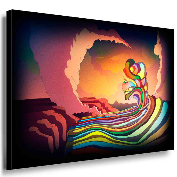 Psychedelische Farbströme & surreale Landschaft – Abstraktes farbenfrohes Leinwandbild | AK ART