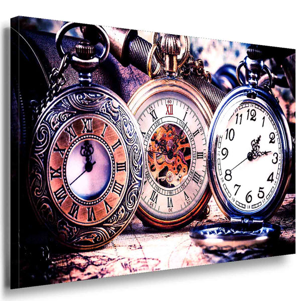 Alte Uhren auf Leinwand – Vintage Wandbild mit Taschenuhren & Retro-Charme | AK ART