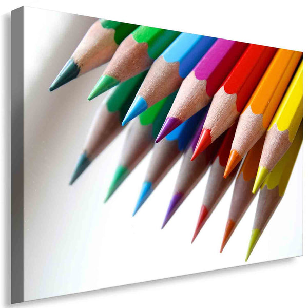 Bunte Stifte Leinwandbild – Farbenfrohe Nahaufnahme in kräftigen Tönen | AK ART Kunstdruck XXL Abstrakt
