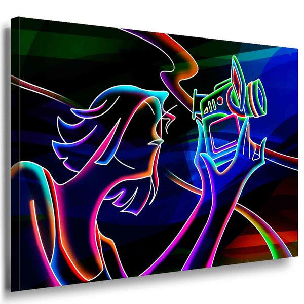 Camerawoman Leinwandbild Abstrakt AK Art Bilder Mehrfarbig Wandbild Made in Germany TOP
