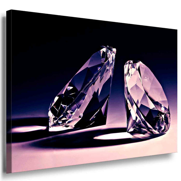 Zwei Diamanten im Licht – Abstraktes Luxus-Leinwandbild in Violett & Klarheit | AK ART Kunstdruck XXL Geschenkidee