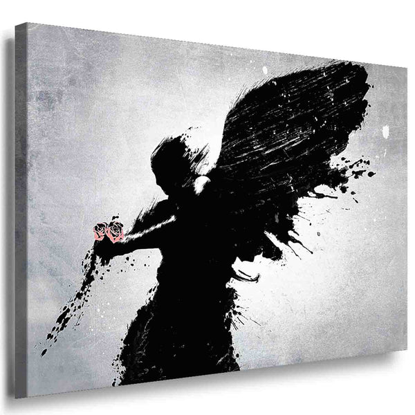 Engel in Tintenoptik – Mystisches abstraktes Leinwandbild voller Kraft & Emotion | AK ART
