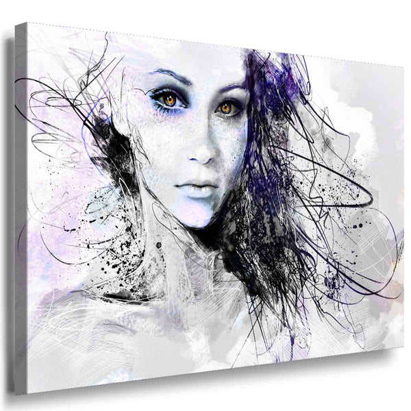 Frau im Graffiti- und Aquarellstil – Ausdrucksstarkes abstraktes Leinwandbild voller Emotion | AK ART