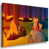 Origami-Füchse im Licht des Feuers – Abstraktes Natur-Leinwandbild voller Wärme & Fantasie | AK ART