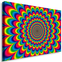 Hippie Hypnose Leinwandbild – Psychedelische Spirale in Rot & Gelb | AK ART Abstraktes Wandbild XXL