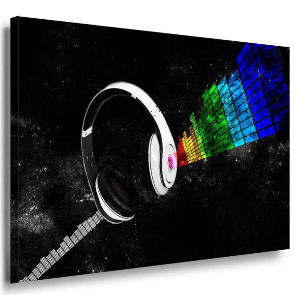 Kopfhörer & Equalizer – Modernes Musik-Leinwandbild mit Space-Effekt | AK ART