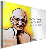 Mahatma Gandhi Zitat Gelb Leinwandbild AK ART Wanddeko Wandbild Made in Germany