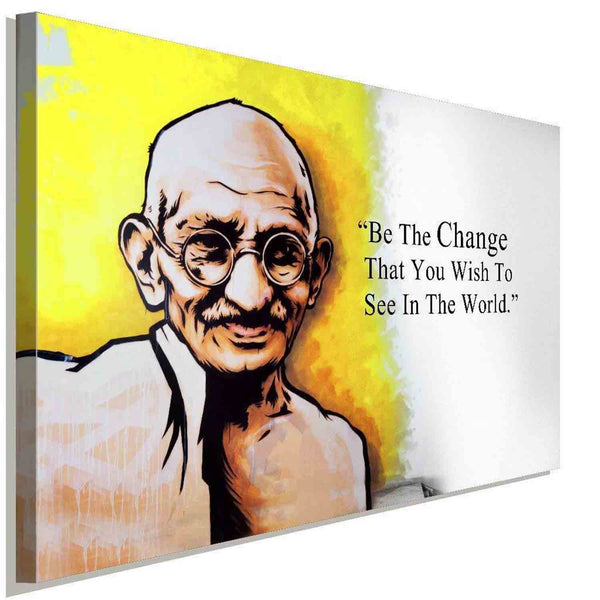 Mahatma Gandhi Zitat Gelb Leinwandbild AK ART Wanddeko Wandbild Made in Germany