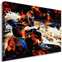 Musiker am Strand – Abstraktes Gitarrenbild mit Flammen & Natur | AK ART Leinwandbild XXL
