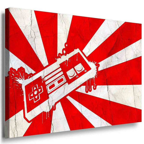 Retro Gamepad auf Japan-Flagge – Graffiti-Leinwandbild im Streetart-Look | AK ART