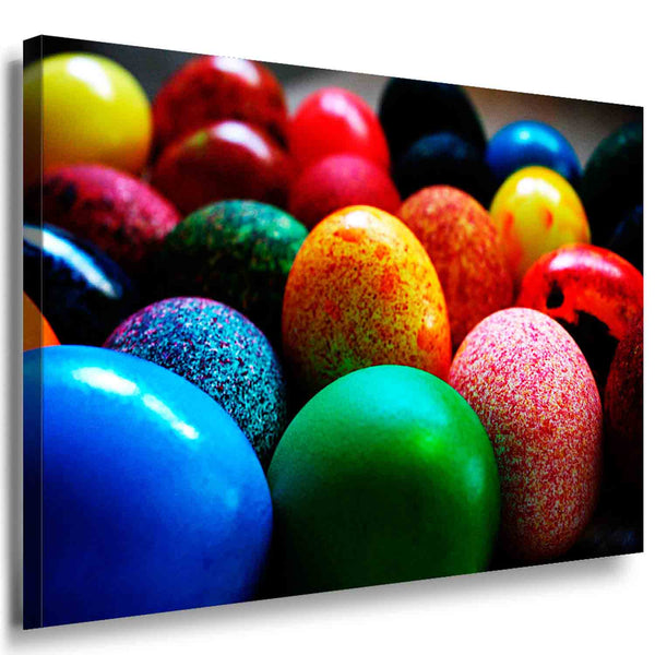 Bunte Ostereier im Detail – Hochwertiges Close-up-Leinwandbild für fröhliche Frühlingsdeko | AK ART