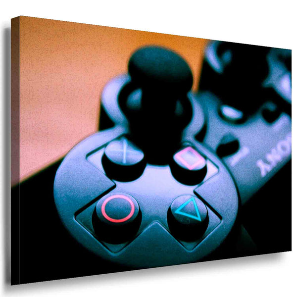 PlayStation-Controller Kunst – Modernes Gaming-Leinwandbild in Schwarz & Grau | AK ART