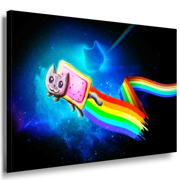 Rainbow Cat Abstrakt Leinwandbild AK Art Bilder Mehrfarbig Wandbild Made in Germany TOP