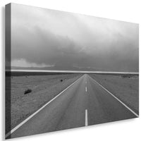 Route durch Death Valley Leinwandbild – Monochrome Highway-Stille | AK ART Landschaftsbild XXL