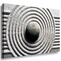 Zen und Harmonie im Sand – Meditatives Leinwandbild mit Kreisformen & Stein im Zen-Garten-Stil | AK ARTAbstrakt