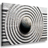 Zen und Harmonie im Sand – Meditatives Leinwandbild mit Kreisformen & Stein im Zen-Garten-Stil | AK ARTAbstrakt