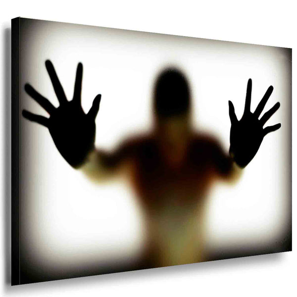 Schatten Leinwandbild – Silhouette hinter Glas in mystischer Stimmung, emotional & hochwertig gedruckt | Made in Germany von AK ART
