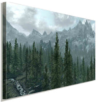 Skyrim Berge Wald Leinwandbild AK Art Studio Wanddeko Wandbild Kunstdruck XXL