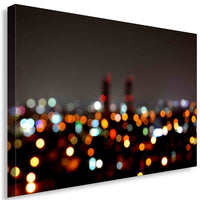 Stadtlichter bei Nacht – Urbanes Bokeh mit Industrieflair | AK ART Leinwandbild XXL