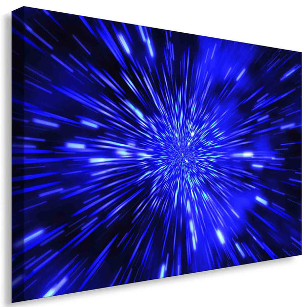 Sterne-Warp Leinwandbild in Blau – Lichtgeschwindigkeit trifft Design | AK ART Wandbild XXL