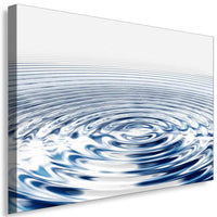 Beruhigende Wassertropfen‑Wellen – Minimalistisches Blau‑Silber Leinwandbild | AK ART Kunstdruck XXL