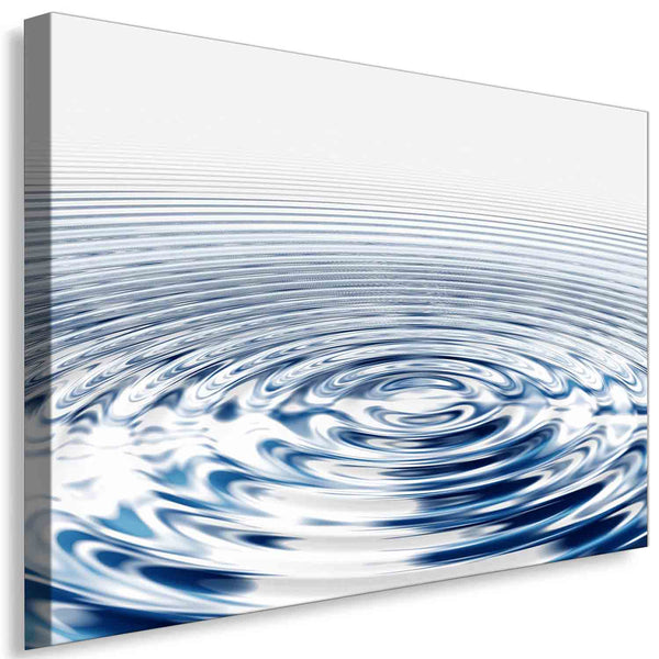 Beruhigende Wassertropfen‑Wellen – Minimalistisches Blau‑Silber Leinwandbild | AK ART Kunstdruck XXL