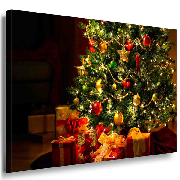 Weihnachtsbaum mit Geschenken – Stimmungsvolles Leinwandbild für dein Zuhause | AK ART Kunstdruck XXL