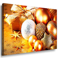 Weihnachtsschmuck in Gold – Festliches Leinwandbild für elegante Winterdeko | AK ART