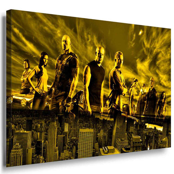 Fast and the Furious Gang Skyline Leinwandbild / AK ART Bilder / Mehrfarbig TOP