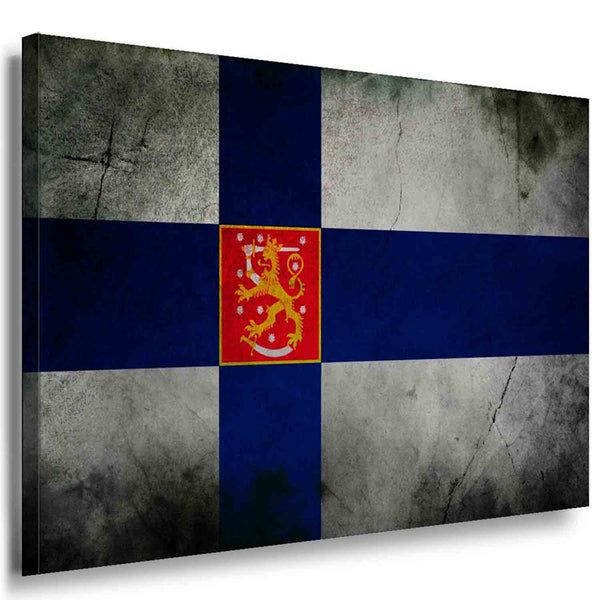 Flagge Finland Emblem Leinwandbild AK Art Bilder Mehrfarbig Wandbild Kunstdruck