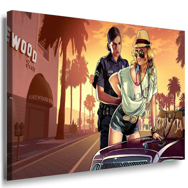 GTA V Cops Leinwandbild / AK Art Bilder / Leinwand Bild + Mehrfarbig + Kunst...