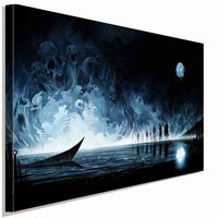 Gruselig Nacht Nebel Geister Mond Leinwandbild AK Art Bilder Wanddeko Wandbild