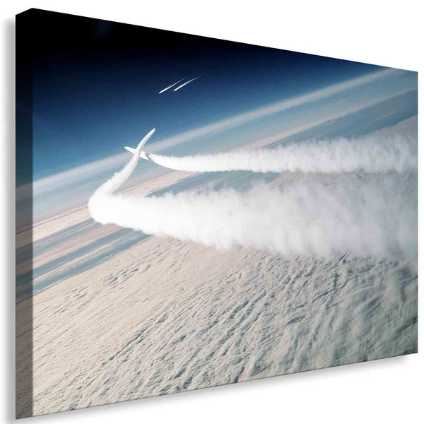 Himmel mit Kondensstreifen Leinwandbild – Faszinierende Flugspur über den Wolken | AK ART Wandbild XXL