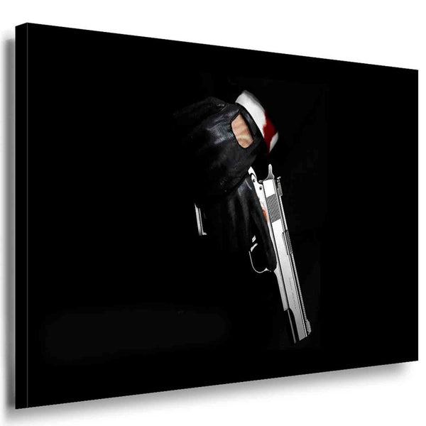 Hitman Pistole Cool Leinwandbild / AK Art Bilder / Leinwand Bild + Mehrfarbi...