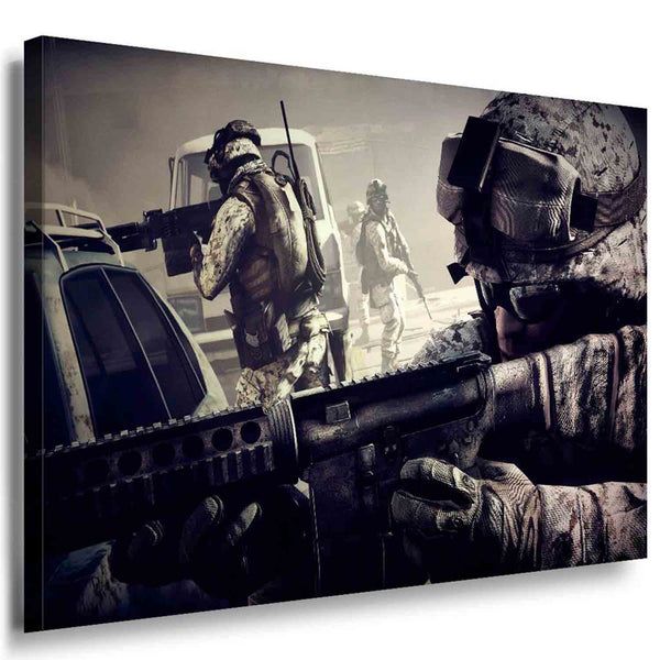 Militär Soldaten Game Battlefield Leinwand LaraArt Bilder Kunstdruck Premium XXL