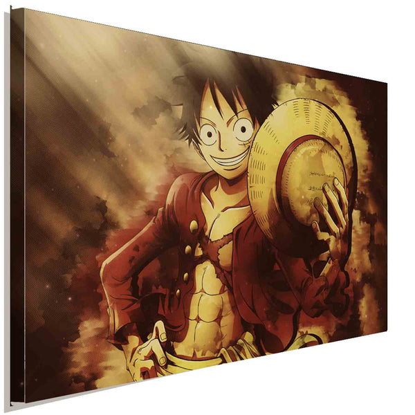 One Piece Ruffy Luffy Strohhut  Leinwandbild AK ART Kunstdruck Wandbild Wanddeko
