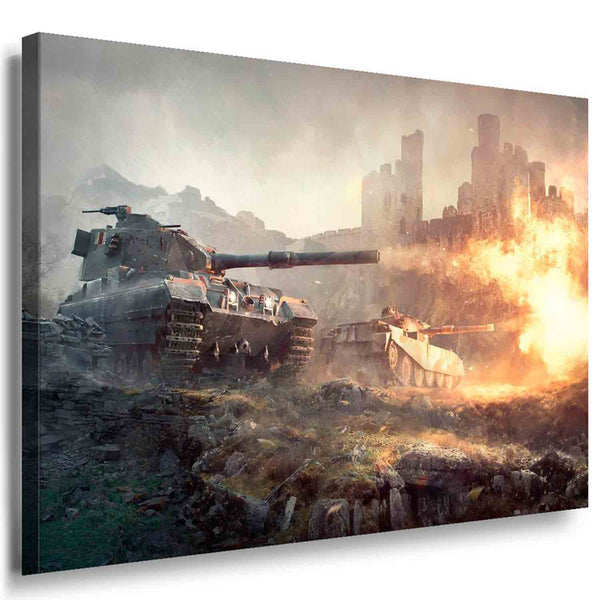 Panzer Schlacht Game Leinwandbild / AK Art Bilder / Leinwand Bild + Mehrfarb...