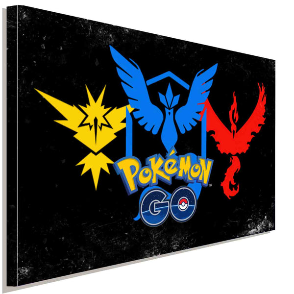 Pokemon GO Team Gelb Blau Rot Leinwandbild AK ART Kunstdruck Wandbild Wanddeko