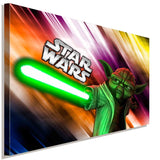 Star Wars Master Yoda Lichtschwert Leinwandbild AK Art Studio Wanddeko Wandbild