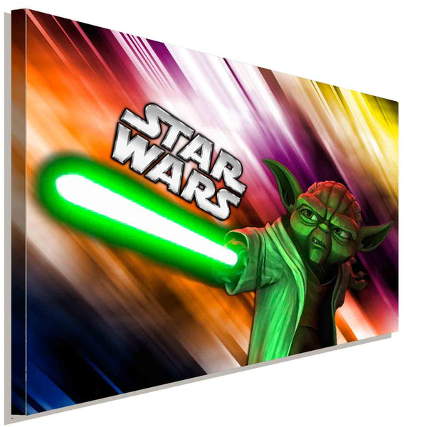 Star Wars Master Yoda Lichtschwert Leinwandbild AK Art Studio Wanddeko Wandbild