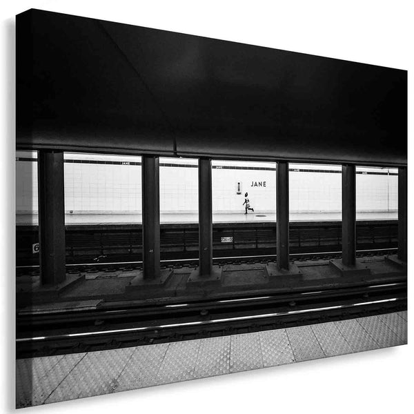 U-Bahn Station Leinwandbild – Schwarz-Weiß Fotokunst mit urbaner Tiefe | AK ART Wandbild XXL