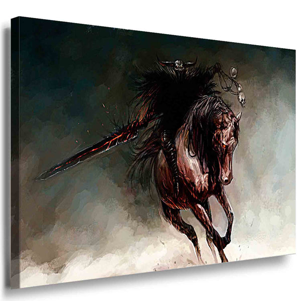 Viking auf dem Pferd Leinwandbild LaraArt Bilder Mehrfarbig Wandbild Geschenkide