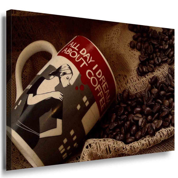 Becher Kaffe Bohnen Leinwandbild AK Art Bilder Mehrfarbig Kunstdruck Wandbild