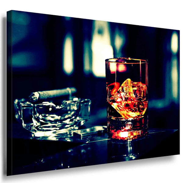 Kunstdruck Whisky & Zigarre Cigarlounge Leinwandbild LaraArt Bilder