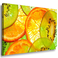 Fruechte Kiwi Orange Scheiben Leinwandbild AK Art Bilder Mehrfarbig Kunstdruck