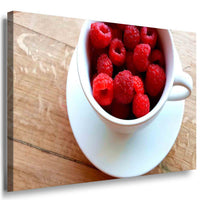 Himbeeren in der Tasse Rot Leinwandbild AK Art Bilder Mehrfarbig Kunstdruck XXL