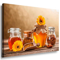 Honig Blumen Gelb Leinwandbild AK Art Bilder Mehrfarbig Kunstdruck Wandbild XXL