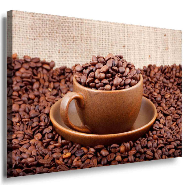 Kaffe Leinwandbild AK Art Bilder Mehrfarbig Kunstdruck XXL Wandbild Wanddeko