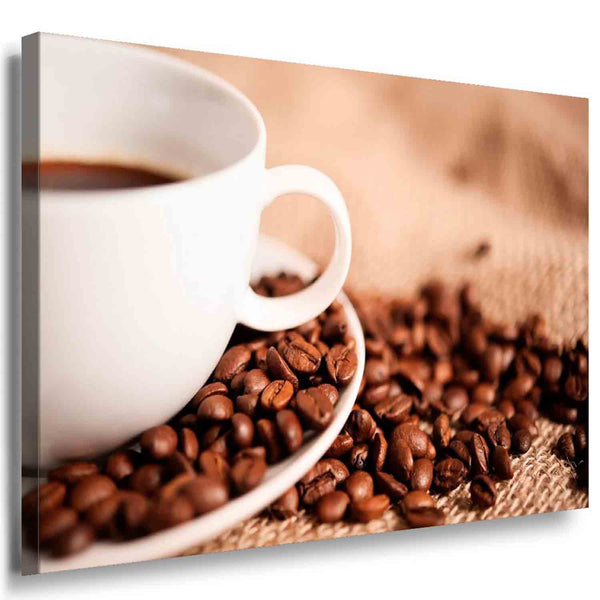 Kaffe Kaffebohnen Leinwandbild AK Art Bilder / Mehrfarbig Kunstdruck XXL TOP